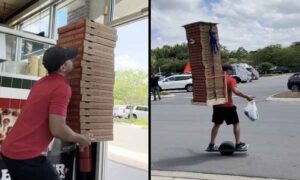 He Delivered 30 Pizzas At Once… But Watch How He Did It